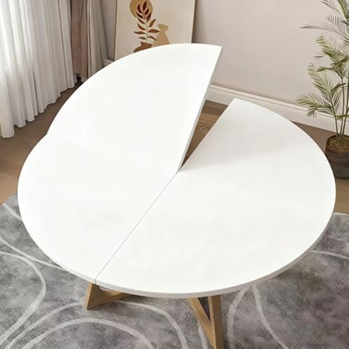 SMCMGECEUZ Mesa Redonda Plegable De 4 Puntos 120-180cm Tablero De Mesa Redonda De Madera Que Ahorra Espacio Superficie Portátil Sin Patas(White,160cm/63in)