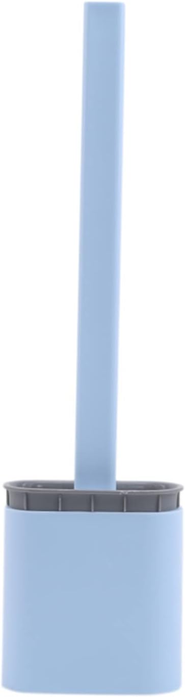 INPETS Silicone Toilet Brush Flat Head Flexible Soft Bristles Fast Cleaning Brush Toilet Accessories (Color : Blue)