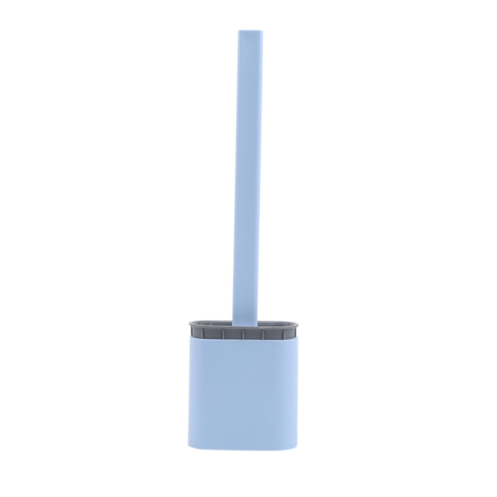 Scopino per WC flessibile in silicone con setole morbide per una pulizia rapida, include supporto, accessorio igienico per il bagno facile da usare (blu)