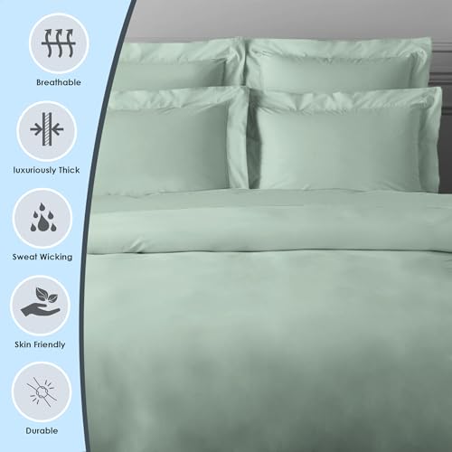 Pizuna Luxurious Cotton King Size Oxford Pillowcases 2 Pack Seafoam Sage 50x90cm - Image 2
