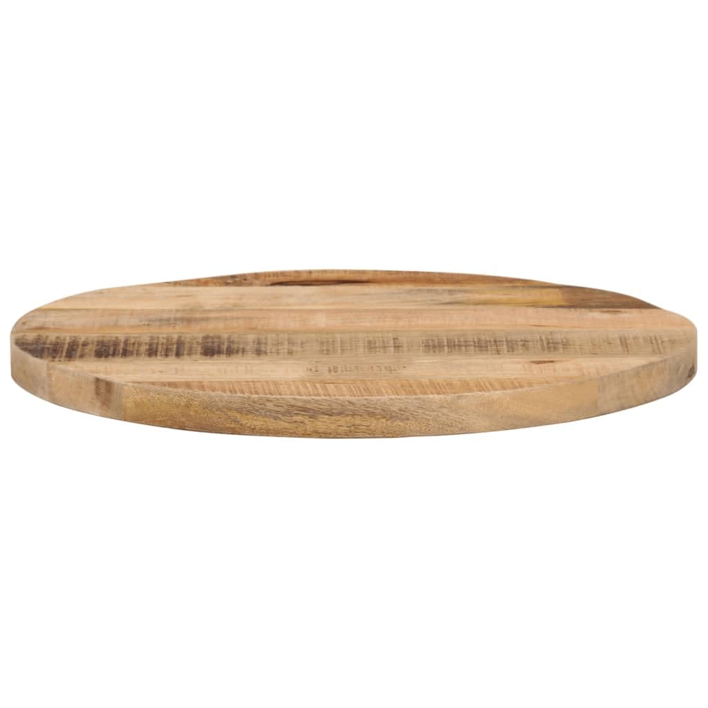 Plateau de table rond en bois de manguier - 60 x 1,5 cm - Naturel rustique - En bois massif - Pour salle à manger, cuisine, extérieur, bistrot et maison - Pour salon, balcon, salle à manger
