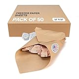 Brown Freezer Paper Sheets 12' x 12', Pack of 50 - USA-Made Paper Sheets for Long-Term Freezing of Meat & Fish...