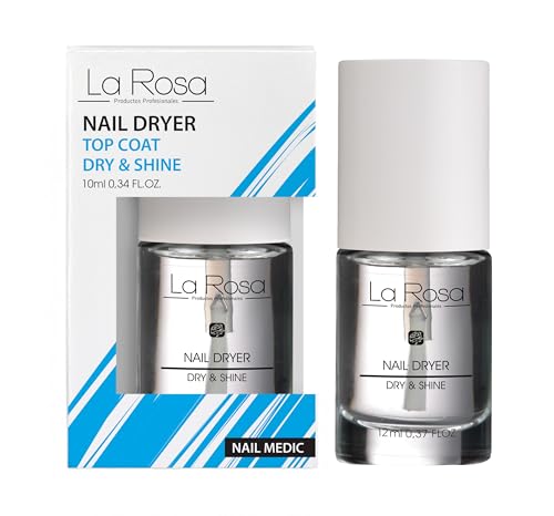 LaRosa NAIL DRYER - Secador de Uñas y TOP COAT - Secado Rápido, Brillo Intenso, Hidratación y Protección - 10 ml
