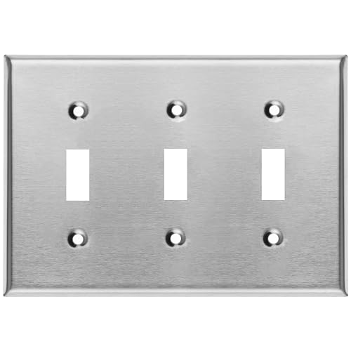 Airmont 3-Gang Stainless Steel Toggle Wall Plate.