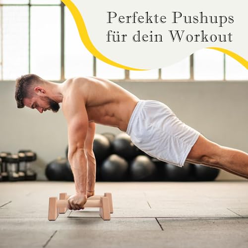 Poignées de pompes - 2 barres push up en bois - Poignées parallèles pour les articulations - Équipement de gymnastique - Équipement de fitness pour la maison et les pompes – Image 6