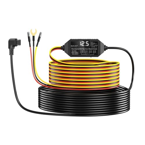 Plyisty Kit de Cableado USB C para Cámara de Salpicadero, 12 V-24 V A 5 V 3 A, Detección de Acc, Monitoreo de Estacionamiento Las 24 Horas, Cargador de Cámara para Salpicadero
