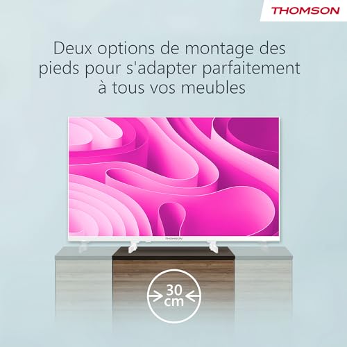 THOMSON 32 Pouces (80 cm) LED HD Blanc Easy TV – Non Smart – Hotel Mode, USB, HDMI, Triple-Tuner (Câble/Satellite/Antenne), CI+, A+ Panneau – 32HD2S13W