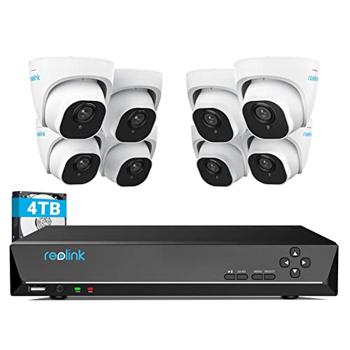Reolink 4K Überwachungskamera Set, Videoüberwachung mit 8X 8MP PoE IP Kamera und 16CH 4TB HDD NVR, Personenerkennung und Fahrzeugerkennung, IP66, 30M IR Nachtsicht für Aussen, Innen, RLK16-8