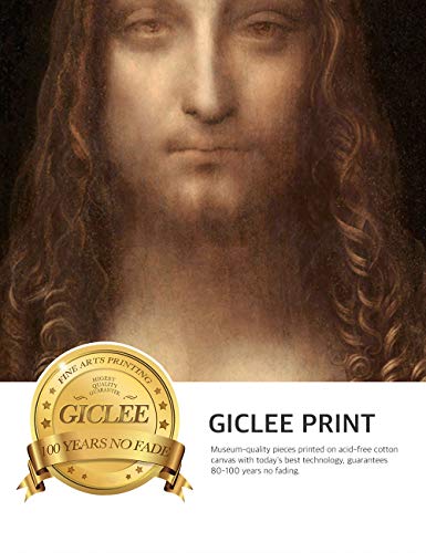 Decorarts - Portrait Of Christ In Salvator Mundi By Leonardo Da Vinci. Giclee Prints On Acid Free Cotton Canvas. Classic Art Reproduction In Fine Art Frame. Canvas Print Size: 20X30In Total Framed Size: 26X36" #TOP4