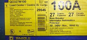 Square D QO327M100 3 Phase 100 amp Main Breaker Electrical Panel with Cover