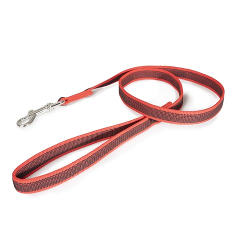 Julius-K9, 216GM-R-S1, Color & Gray gumierte Leine, rot-grau, 20 mm x 1 m mit Schlaufe, max für 50 kg Hunde