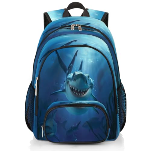 Sac à dos amusant de dessin animé requin pour école et voyage