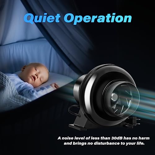 Healsmart 4 Inch 195 Cfm Exhaust Inline Duct Fan Quiet Vent Booster Blower For Indoor Grow Tent Hydroponics Ventilation, Black #TOP3