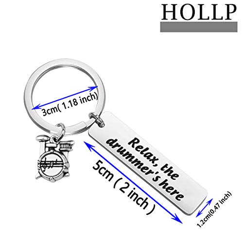 HOLLP Rock Drum Keychain for Drummer Gifts Relax The Drummer Is Here Keychain Drummer Keychain Drum Player Gift2