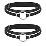 CIATBYYJ 2 Stück Schwarz Strumpfband,Verstellbarer Leder Bein Strumpfband,Gothic Strumpfhalter für Beine und Oberschenkel für Frauen Halloween Rave Karneval Cosplay Party Zubehör