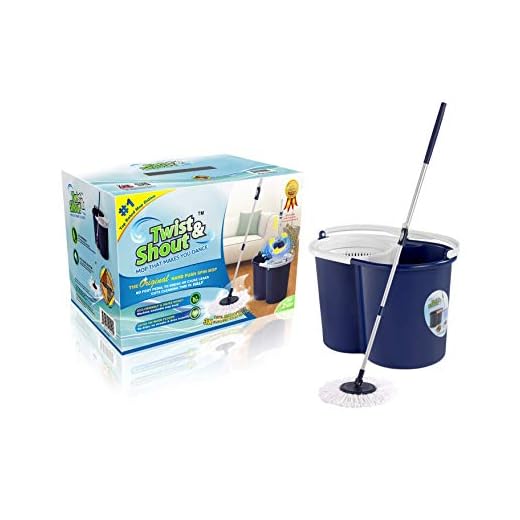 Twist and Shout Mop - Award-Winning Original Hand Push Spin Mop - Life Time Warranty (2 Microfiber Mopheads Included)