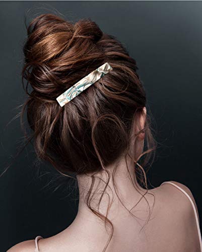 2Pcs French Design Hair Barrette Tortoise Shell Celluloid Rectangle Hair Clips For Women #TOP5