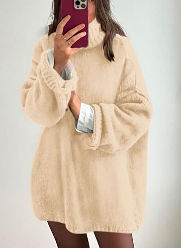 PRETTYGARDEN Women's Knit Oversized Sweater Fall Fashion Casual Long Sleeve Turtleneck Chunky Pullover Tops Winter Clothing