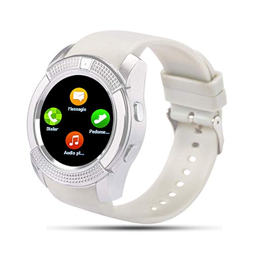 SEPVER Smart Watch Round Bluetooth Smartwatch with SIM Card Slot Compatible with Samsung LG Sony HTC Huawei Google Xiaomi Android Smart Phones for Women Men Kids Boys Girls White