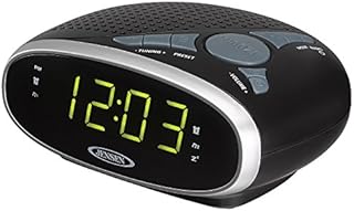 Jensen JCR-175 JRC-175 AM/FM Alarm Clock Radio with 0.6-Inch Green LED Display (Black)