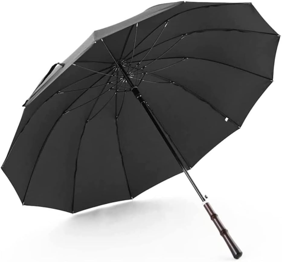 Portable Umbrella for Travel Retro Golf Umbrella Wind Resistant Stick Umbrella 12 Bones Wooden Handle Rainproof Automatic Open Umbrella Umbrella Outdoor(Blue)