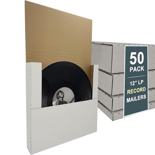 SZYANGDA 50 Pack Vinyl Record Shipping Box Mailers, 12.5' x 12.5' x 2', Perfect for 12-inch Lp...