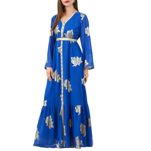 Robe abaya pour femme musulmane avec motifs dorés en relief JYHBHMZG