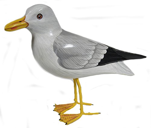 HAND CARVED WOOD DOCKSIDE SEAGULL ART TROPICAL NAUTICAL DECOR