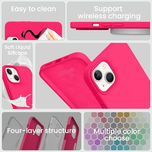 Image of MIDOS Back Cover Compatible with iPhone 14 Plus Case Liquid Silicone Full Protection Shock Proof Back Cover for iPhone 14Plus (S Hot Pink)