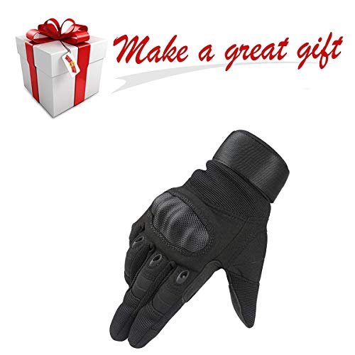 Dream Wings Touch Screen Gloves, Rubber Hard Knuckle Full Finger Gloves for Men Cycling Motorcycle Outdoor Exercise Climbing Racing Hiking Camping (L, Black) - Thumbnail 7