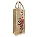 Ecoborn Eco-Friendly Hand-Painted Jute Wine Bottle Bag | Reusable Floral Gift Tote with Cotton Padded Handle | Decorative Wine Bag for Wedding, Christmas, Festival, Party & Wine Tasting