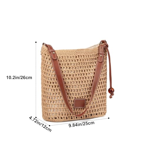 Image of Crochet Summer Tote Beach Shoulder Bag Hobo Purse with Boho Style | Soft Woven Hollow Knitted Handbag for Shopping Vacation Travel Beach, Lightweight Casual Bohemian Crochet Crossbody Bag