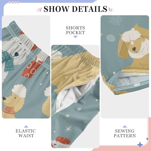 ZZXXB Poodle Xmas Snow Boys Long Pants Soft Trousers Elastic Waist Kids Lounge Bottoms with Pockets S-XL4