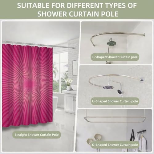 Rideau de douche 200x200 rose géométrique en tissu polyester lavable