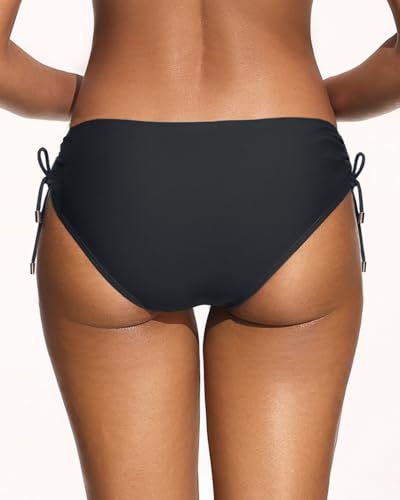 Womens Low Rise Bikini Bottoms - Side Tie Bathing Suit Swim Bottom Ruched Swimsuits Swimwear2
