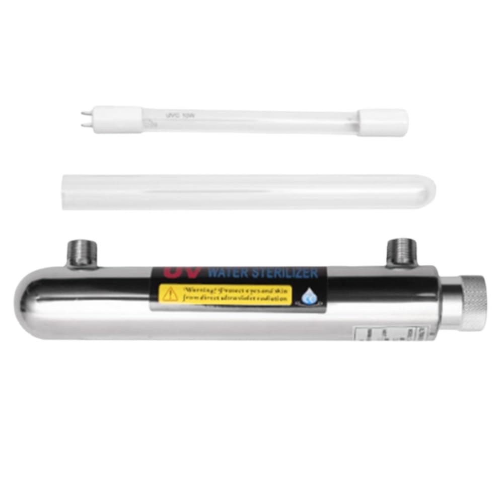 12W Sterilizzatore UV in Acciaio Inossidabile Lampada A Tubo Ultravioletto Disinfezione Diretta per Acqua Potabile Purificatore d'Acqua per Acquari e Pesci Spina EU