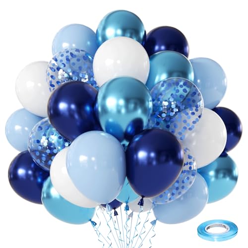 Navy Blue White Balloons Set, Include 50pcs 12inch...