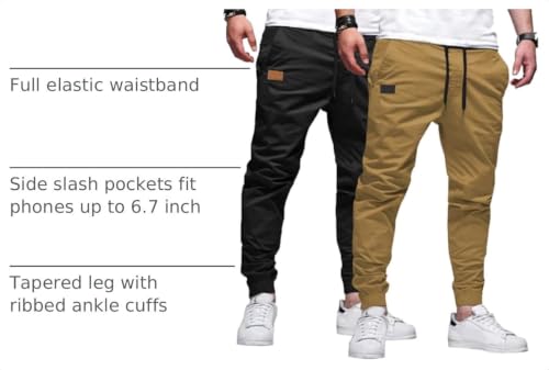 Image of JMIERR Mens Cotton Stretch Joggers Casual Twill Athletic Track Pants