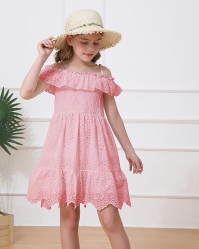 Weebaby Tween Girls Dresses Summer Outfits Smocked Dress Casual Sundress Lace Teen Girl Clothes 7-14 Years4