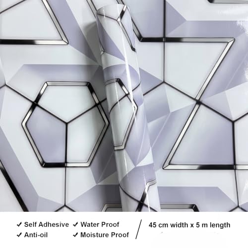 Image of Wings Star Wall Stickers DIY Wallpaper (45 x 500 CM, White & Silver) | Self Adhesive PVC Roll | Home Decoration for Living Room Hall Bedroom | Easy Peel and Stick Decor Paper