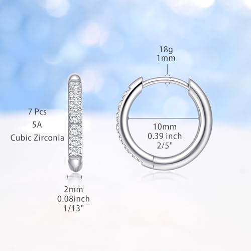 Limerencia F136 Titanium Earring Hoops Small Cubic Zirconia Huggie Hoops Gold Silver Tone Cuff Earrings Cartilage Piercing Jewelry for Women Sensitive Ears(Silver, 10 mm) by limerencia - Image 3