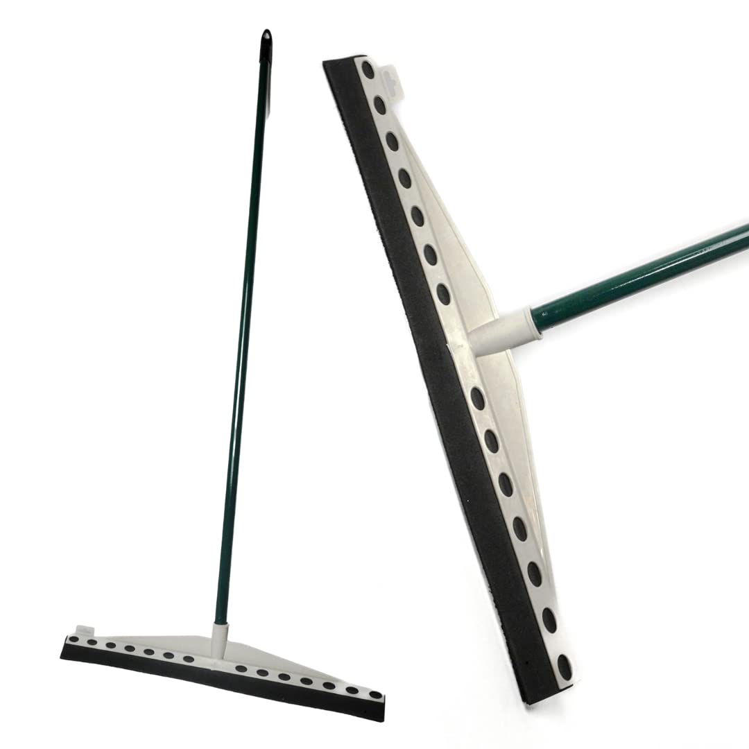 Floor Squeegee Mop 55cm 22" Colour Coded Including 120cm Handle Drying Floor Wiper for Kitchen Bathroom Shower Industrial Commercial Wet Room Heavy Duty Double Foam. (Green)
