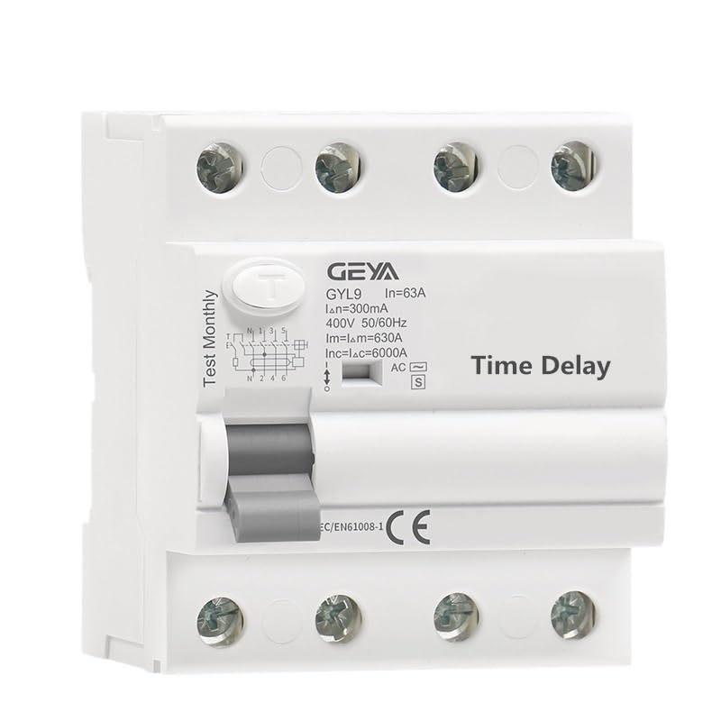 Disjoncteur RCD RCCB GYL9 AC-S temporisé 3 Phases N 40A 63A pour armoire électrique triphasée