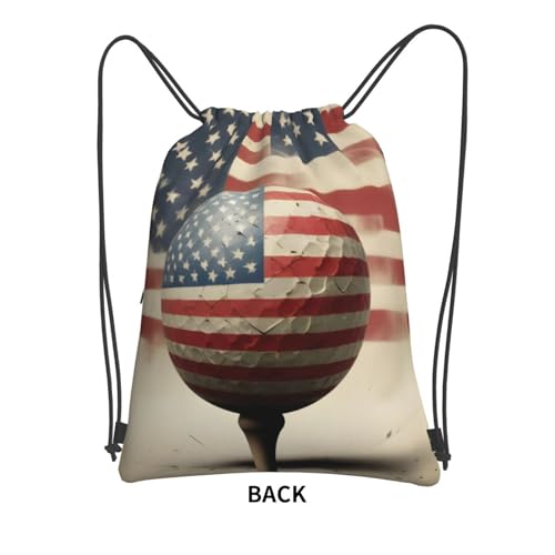 Distressed American Golf USA Flag Drawstring Backpack Patriotic zipper Drawstring Bag for Men Women Sport Yoga Travel Gym2