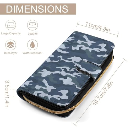 Oceanic Blue Camouflage Long Wallet for Women Men Purses Coin Pouch Credit Card Holder Organizer2