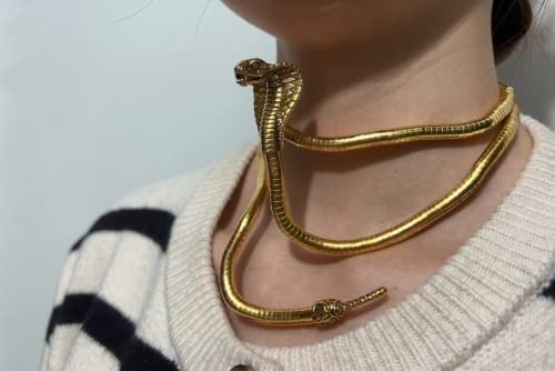 LAKIYOYO Glexible Snake Necklace Bracelet for Women Adjustable Punk Snake Choker Medusa Necklace Hollween Jewelry (GOLD) by LAKIYOYO - Image 3