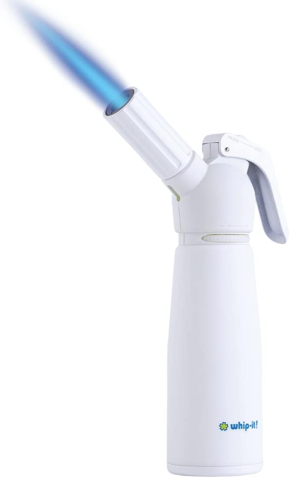 Motif Torch, All White. Butane Torch Lighter, Refillable Cooking Torch with Adjustable Flame, Safety Lock for Soldering, Kitchen, Welding