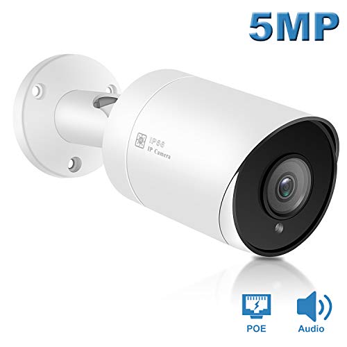 Anpviz 5MP Bullet IP POE Outdoor Camera,(Hikvision Compatible) with Microphone Audio Wide Angle
