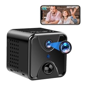 Tebetu Kamera überwachung Innen Klein 4K, Mini WiFi Kamera Akku, Mini Videoüberwachung Kameras Innen mit PIR Bewegungserkennung, Infrarot Nachtsicht, Max.128GB für Zuhause, das Büro, etc.