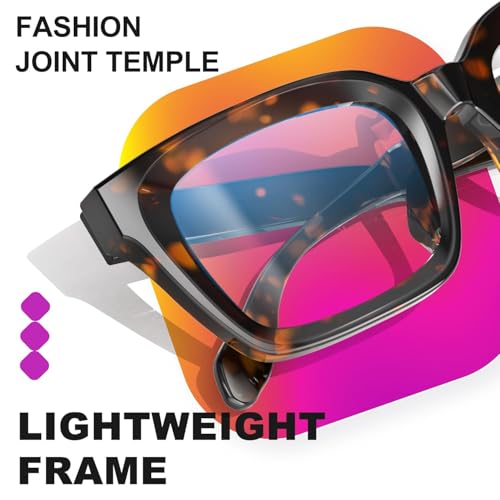 Image of VISOONE Chunky Square Anti Glare UV400 Blue Light Blocking Computer Glasses | 99% Digital Screen Filter Non-Prescription Clear Lens Thick Frame 32g Lightweight Eyewear Office for Men Women MONTANA